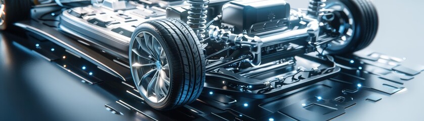 Fototapeta premium Merge technology and design in a mesmerizing 3D illustration of an electric vehicle