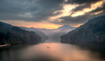 Sunrise on Ban Viet Lake in Cao Bang Province, Vietnam