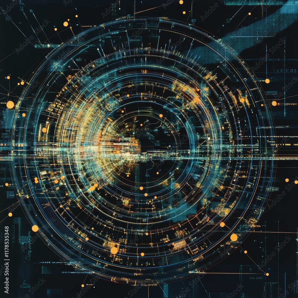 Poster explore this complex visual representation of circular data patterns, showcasing intricate layouts a