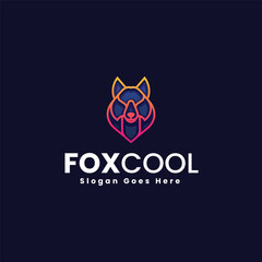 Fox Cool Gradient Line Art Logo