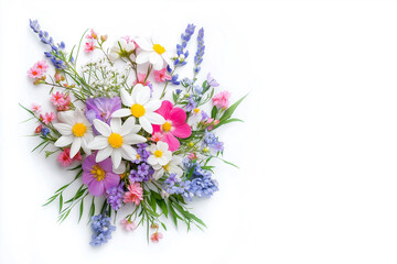 Obraz premium Flower bouquet on a white background with copy space