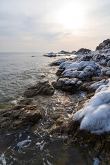 Seaside scenery in winter