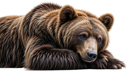 Fototapeta premium Brown bear resting on white background