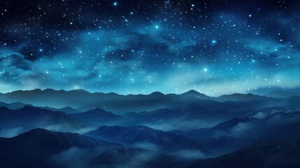 Fototapeta premium A cosmic-inspired starry night, glowing stars radiating warmth, 