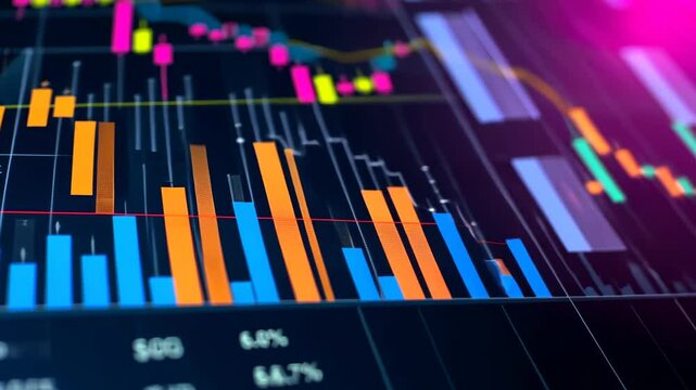 A detailed view capturing the vibrant colors and intricate buttons of a sound board used in audio production, Graph illustrating dividend yields by sector