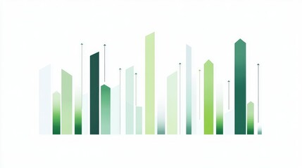 Obraz premium Modern sales projection graph with bright green bars for each quarter, showing growth trends on a simple white background