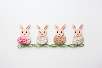 Obraz premium Cute easters in embroidery style animal art toy.