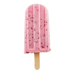 Pink Strawberry Ice Cream Stick or Popsicle Illustration Isolated on Transparent Background
