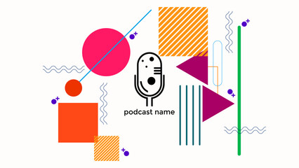 ABSTRACT TEMPLATE PODCAST FLAT PASTEL COLOR WITH GEOMETRIC SHAPES DESIGN BACKGROUND VECTOR. GOOD FOR COVER, BANNER, WEB,SOCIAL MEDIA
