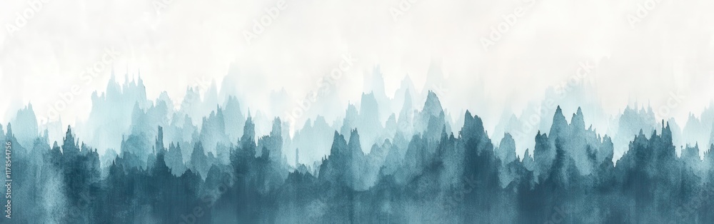 Poster Minimalist gradient with jagged edges in muted teal and gray tones creating a serene atmosphere