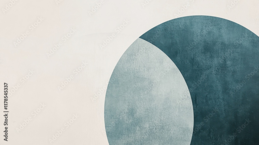 Poster Muted blue and gray half-circles create a modern minimalist design in overlapping composition