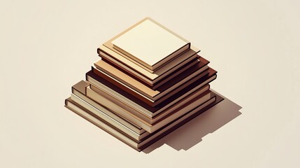 A neatly stacked collection of vintage books in neutral tones, creating a minimalist aesthetic with soft shadows.