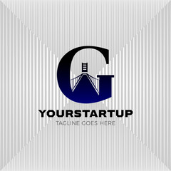 Modern bridge combined with initial letter G logo design template