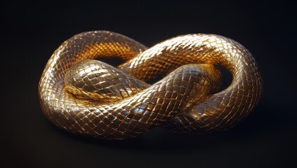 Fototapeta premium A Beautifully Designed Golden Knotted Sculpture Representing Unity and Connection, Perfect for Artistic Themes and Symbolic Representations in Visual Media