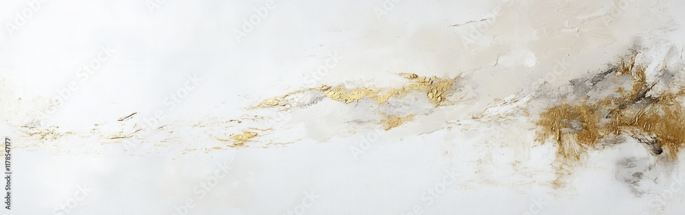 Aufkleber Subtle pencil strokes in muted gold and gray tones create an elegant abstract design on a clean white canvas