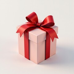 Obraz premium Empty gift box with red ribbon on white background, open and waiting, red, present box, unopened