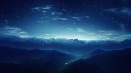 A mesmerizing starry night sky filled with glowing stars and constellations, casting light over abstract, 