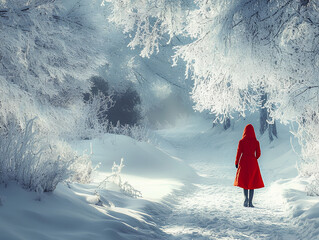 person in winter forest