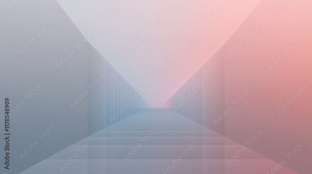 Poster Smooth transition from muted gray to pastel pink in a symmetrical abstract gradient background