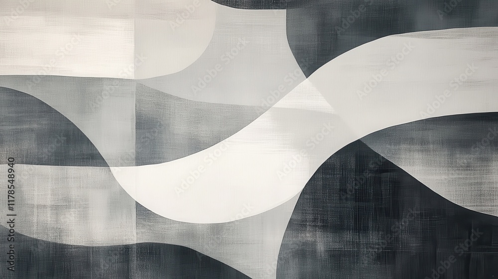 Poster monochromatic pattern showcasing muted gray tones with balanced, flowing shapes for a serene aesthet