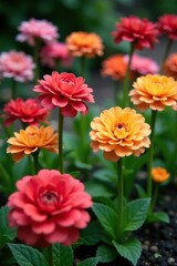 Ranunculus asiaticus flowers in a garden bed with other blooming flowers, botanical photography, ranunculus asiaticus
