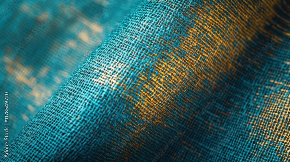 Poster vibrant teal and gold burlap pattern creates a rustic yet luxurious aesthetic for various design app