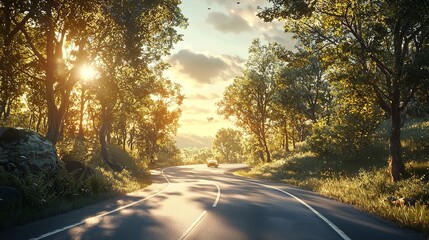 Fototapeta premium 2025 New Year Road Trip Travel Through Scenic Nature Landscapes