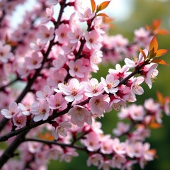 Obraz premium Branches of flowering hornbeam tree in early spring, flowers, spring, foliage