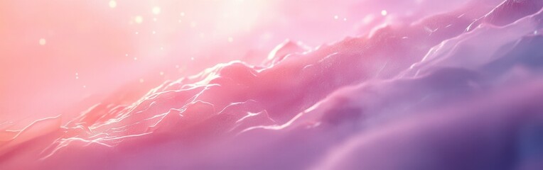 Fototapeta premium Soft gradient background with coral pink and lavender hues illuminated by gentle white bokeh lights creating a dreamy atmosphere