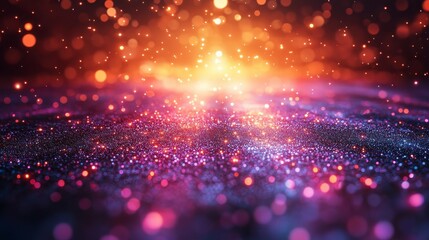 Fototapeta premium Sparkling glitter texture background with vibrant, colorful bokeh lights.