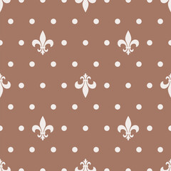Seamless mocha brown and white fleur de lis pattern vector © picksell