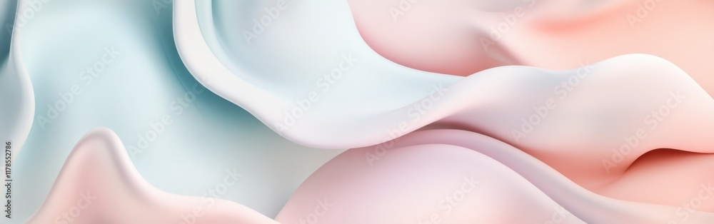 Poster Pastel abstract pattern with smooth gradients in baby pink and light cyan creating a gentle atmosphere for calming spaces