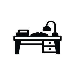 Black solid icon for desk