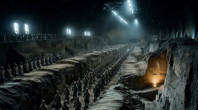 Exploring the terracotta army's rows xi'an china historical site underground cultural heritage