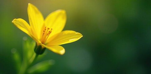 Fototapeta premium Delicate yellow petals unfolding on a slender stem, bloom, background