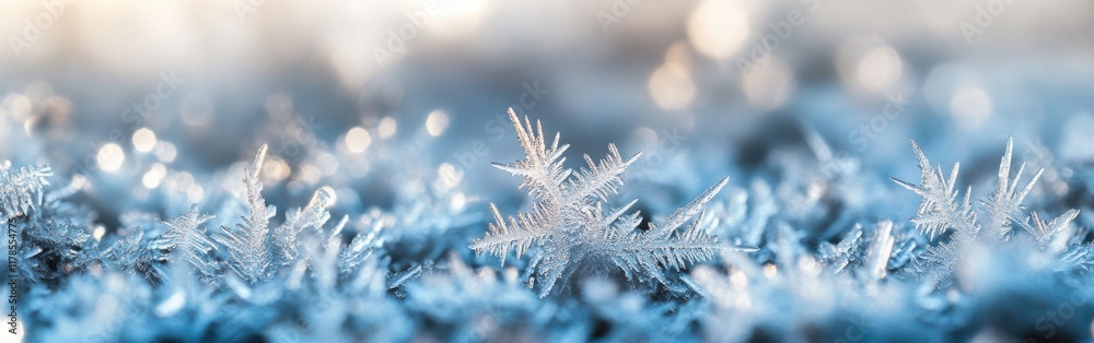 Poster cool frosty background with icy blue and silver bokeh creating a winter-like atmosphere