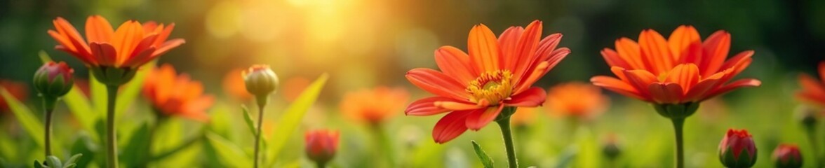 Gazania flowers swaying gently in the sunlit garden, flowers, nature, botanical