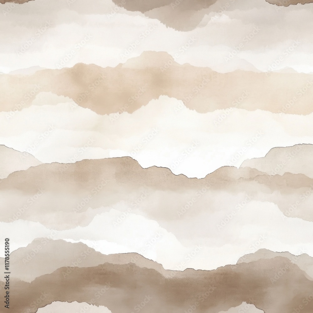 Poster calming watercolor pattern with minimalist gradient fades in earthy tones for serene artistic expres