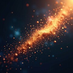 Fototapeta premium Shimmering golden dust particles drift lazily in the vastness of space, shimmer, bokeh, float