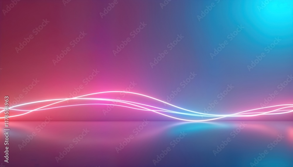 Aufkleber abstract 3d render vibrant neon glow. colorful wavy lines illuminate empty space. futuristic design.