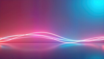 Obraz premium Abstract 3d render vibrant neon glow. Colorful wavy lines illuminate empty space. Futuristic design. Minimalist aesthetic. Stylish background. Modern tech concept. Colorful blend. Gradient shades of