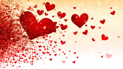 Obraz premium Red hearts on sparkling Valentine background