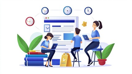 Teamwork, Collaboration, and Project Management Concept Illustration.