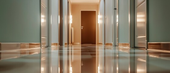 Modern Hallway Interior Design  Polished Floor  Minimalist Style