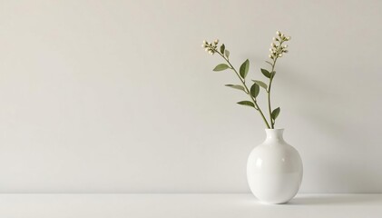 White ceramic vase placed against a plain background, simplicity, decor