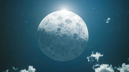 Fototapeta premium Full Moon in a Starry Night Sky with Clouds