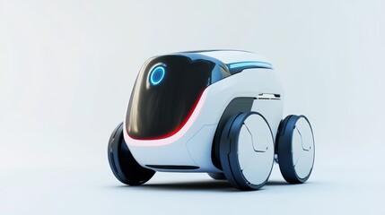 High-tech delivery robot showcasing modern design and innovation, ideal for futuristic technology and automation concepts.