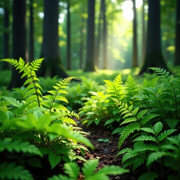 Pteridium aquilinum var La Tusculum ferns in forest, trees, forest, la tusculum