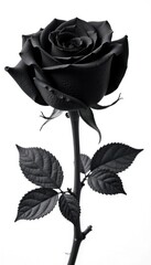 Black rose with intricate details on white background, black rose, intricate details