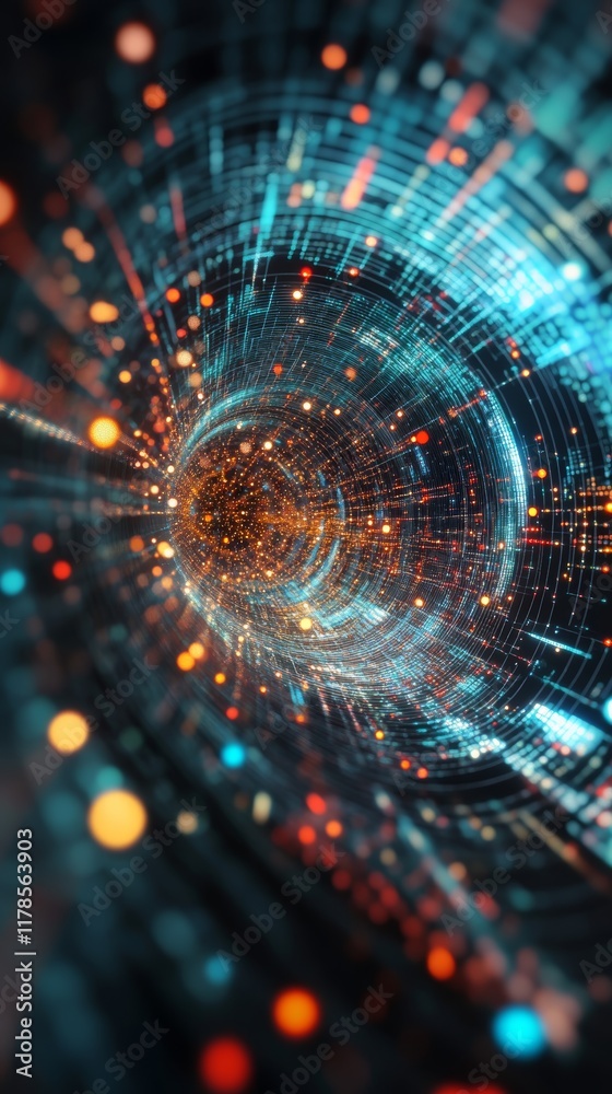 Poster dive into a surreal digital space featuring vibrant colors and dynamic patterns that evoke the conce
